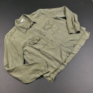 Women's White Crow Shirt, L,‎ Olive long sleeve